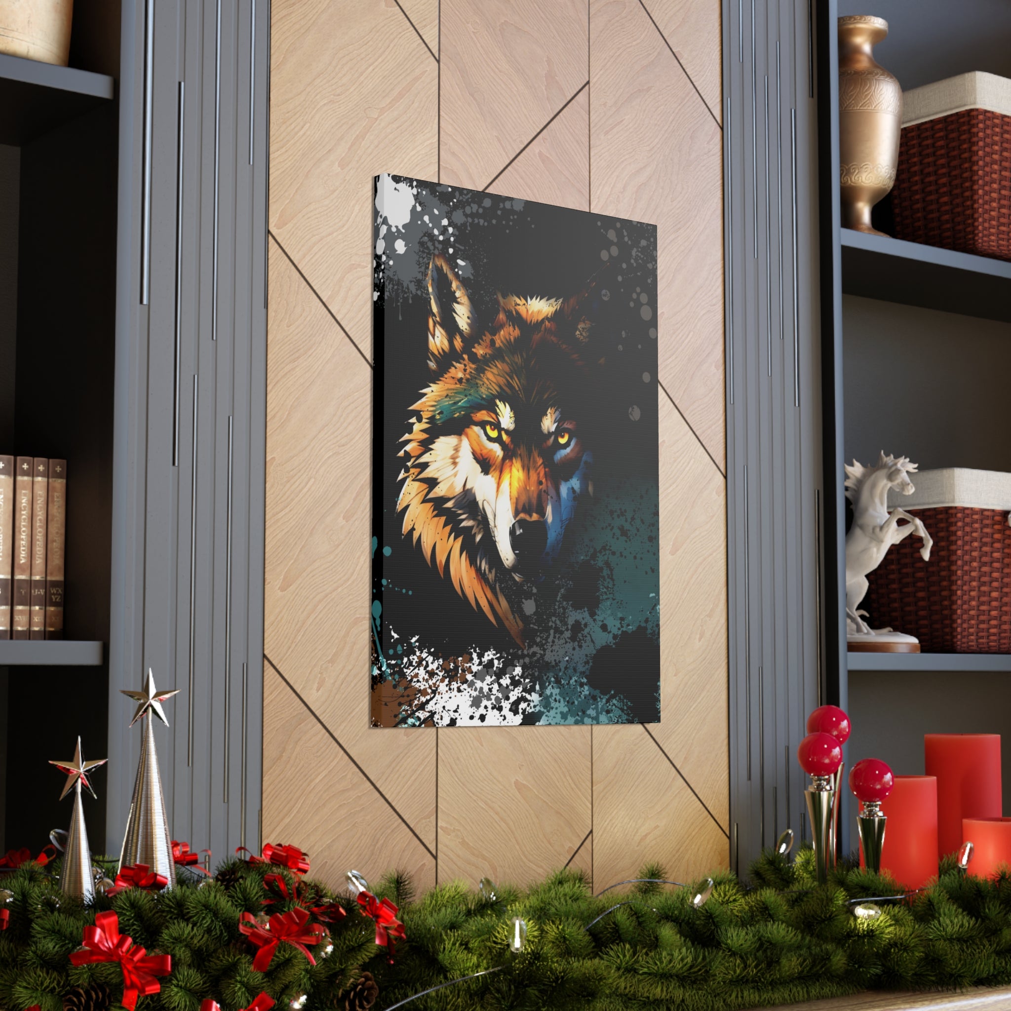 Drip Wolf Prowl Motif - Canvas