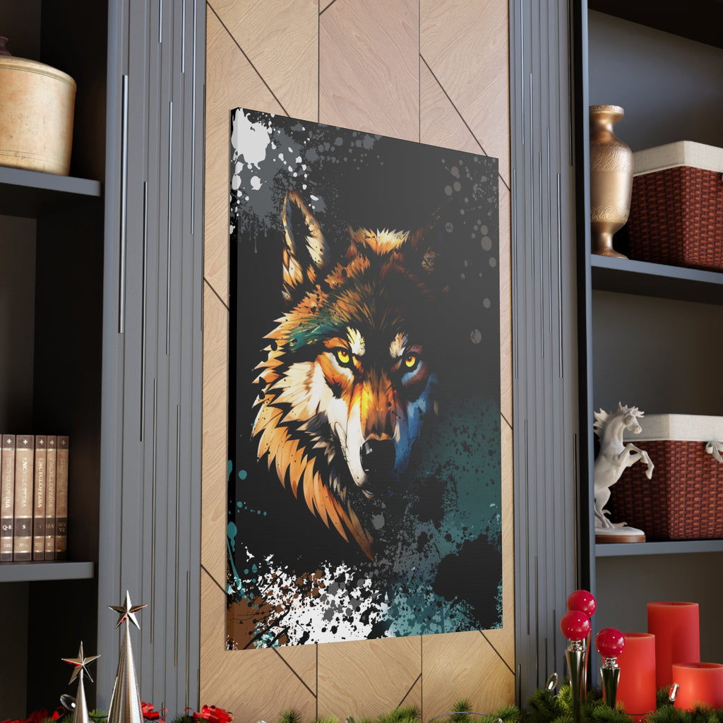 Drip Wolf Prowl Motif - Canvas