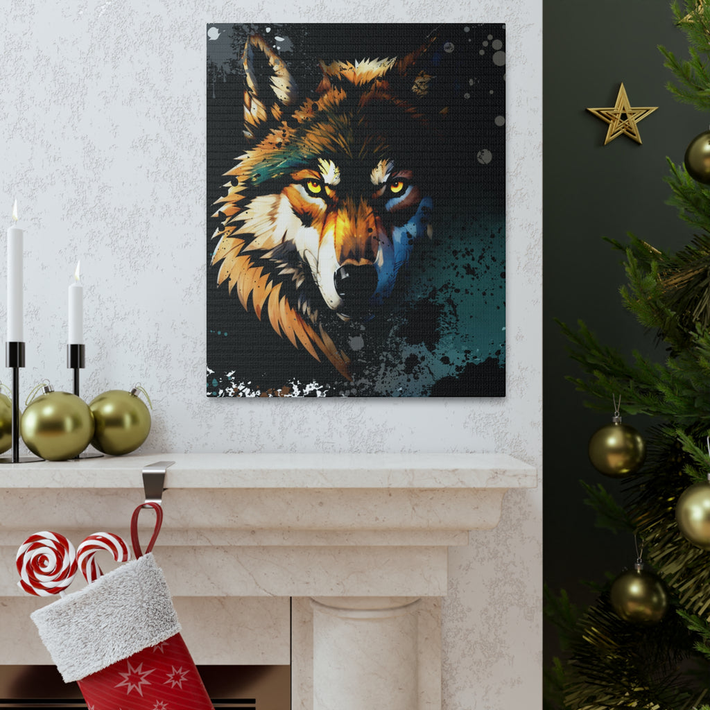 Drip Wolf Prowl Motif - Canvas