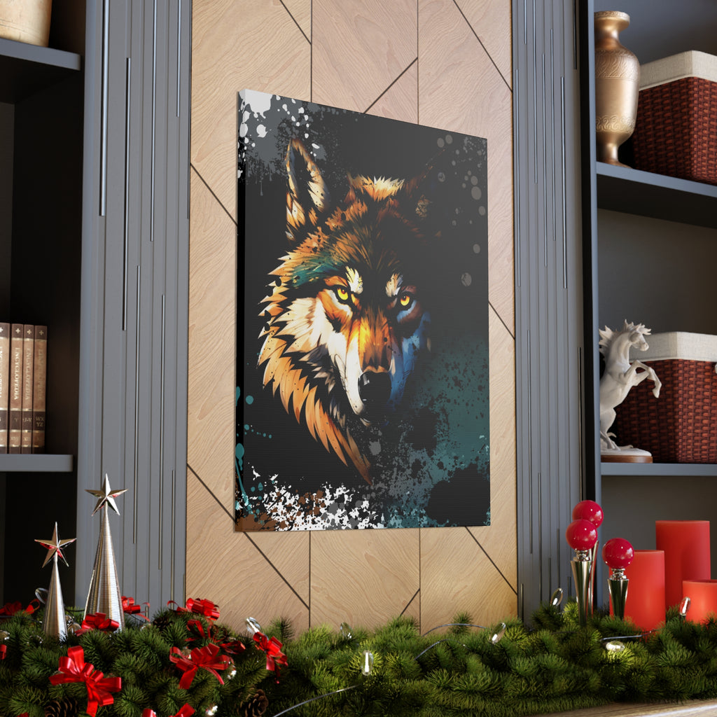 Drip Wolf Prowl Motif - Canvas
