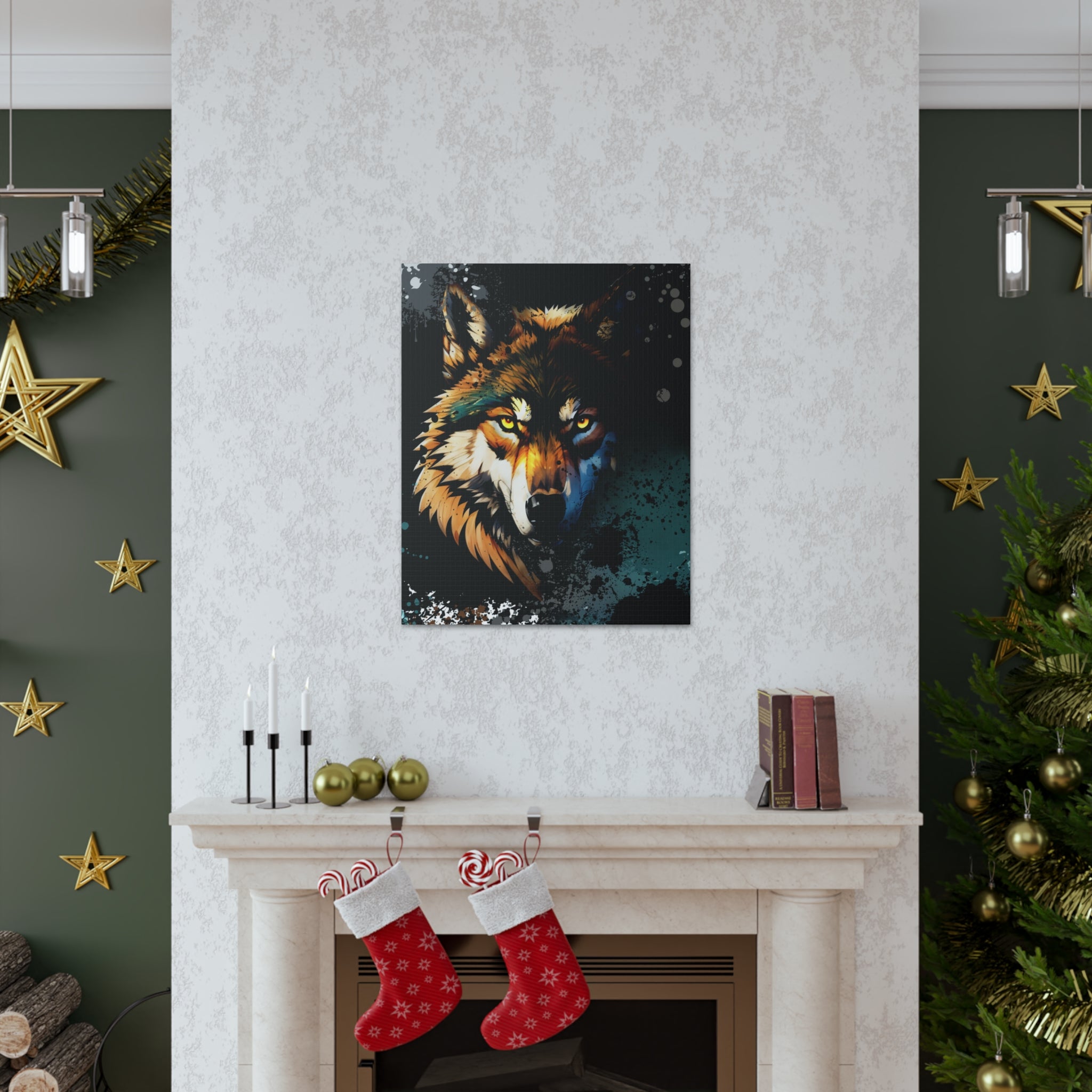 Drip Wolf Prowl Motif - Canvas