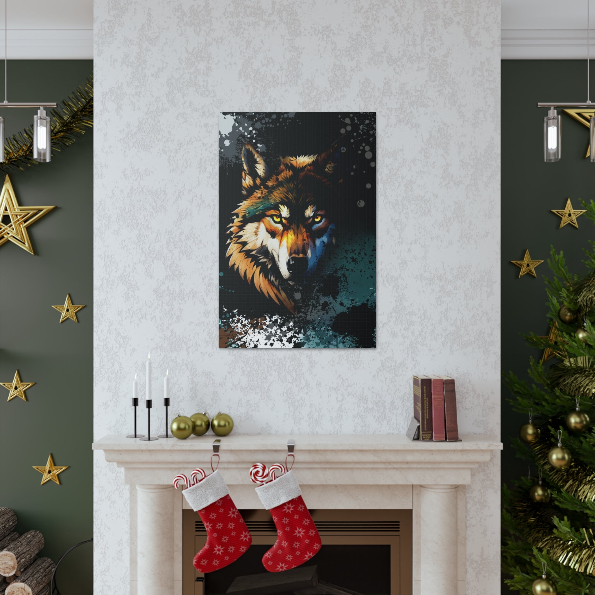 Drip Wolf Prowl Motif - Canvas