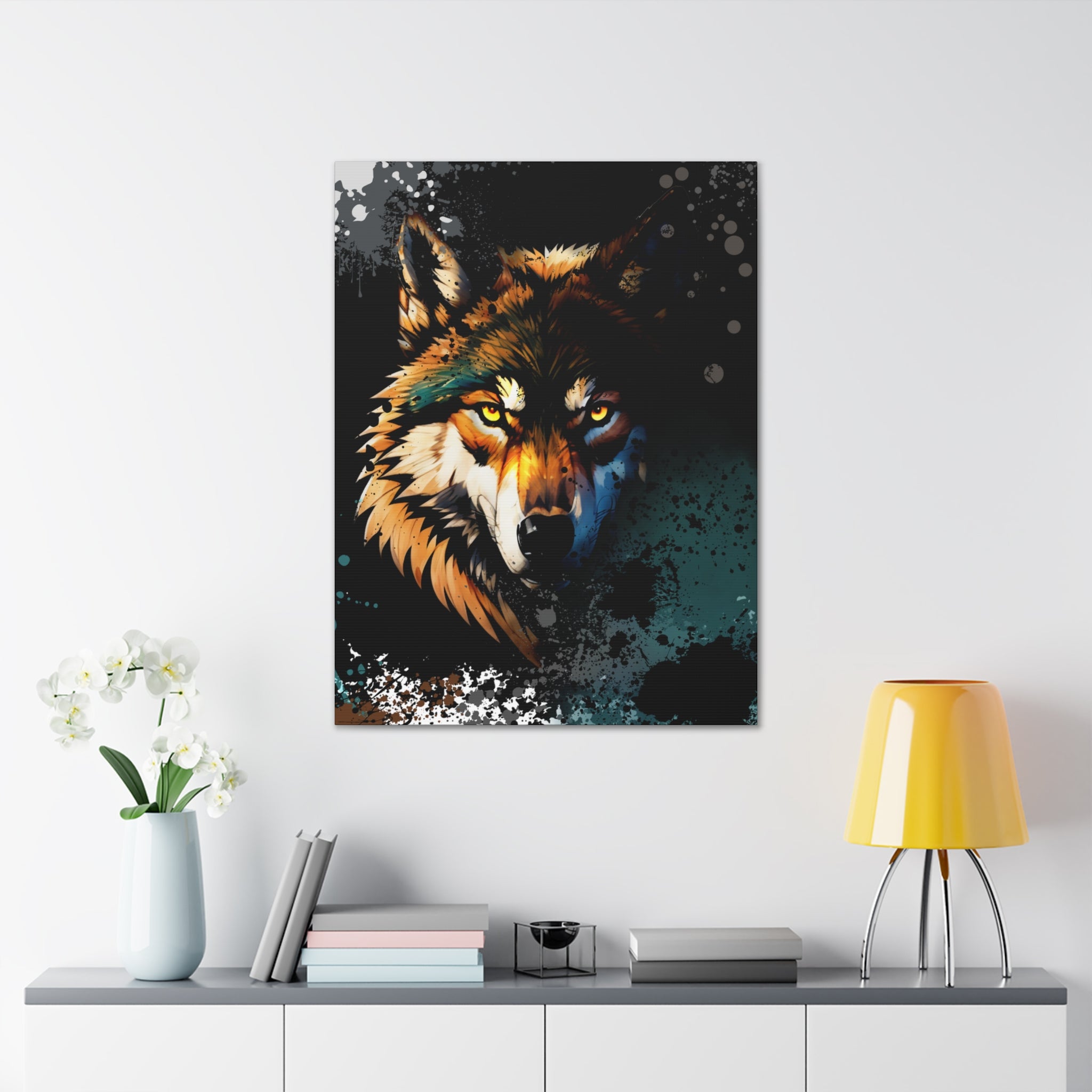Drip Wolf Prowl Motif - Canvas