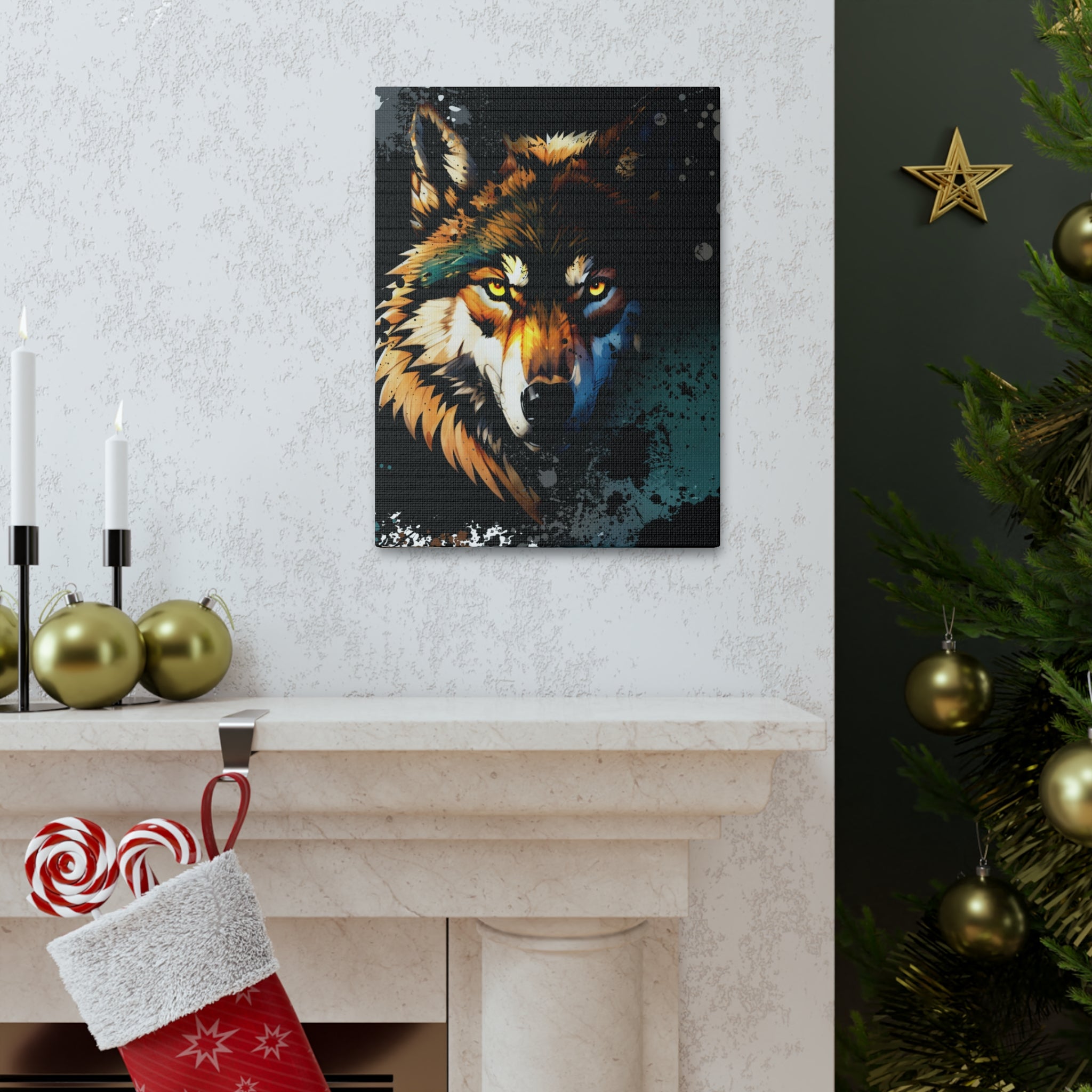 Drip Wolf Prowl Motif - Canvas