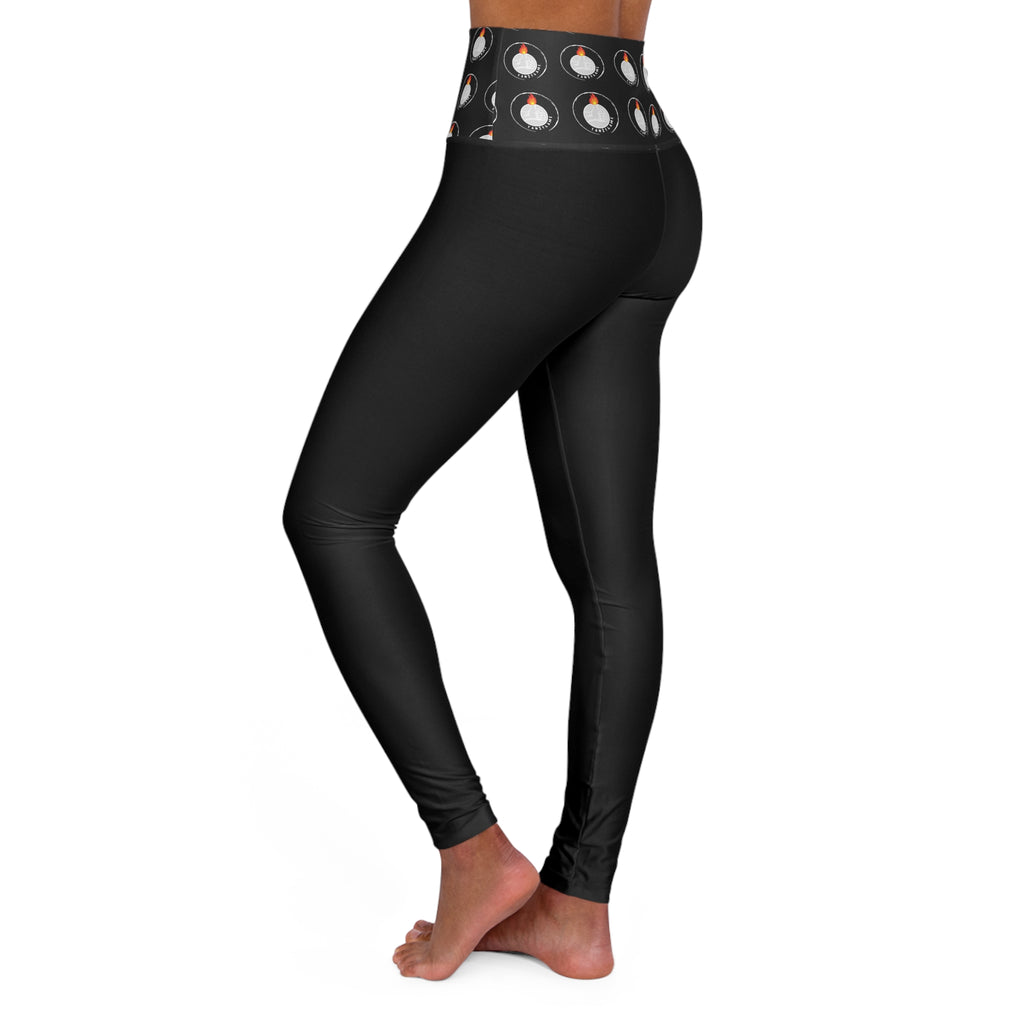 Fan2Flame Blk - High Waisted Yoga Leggings (AOP)