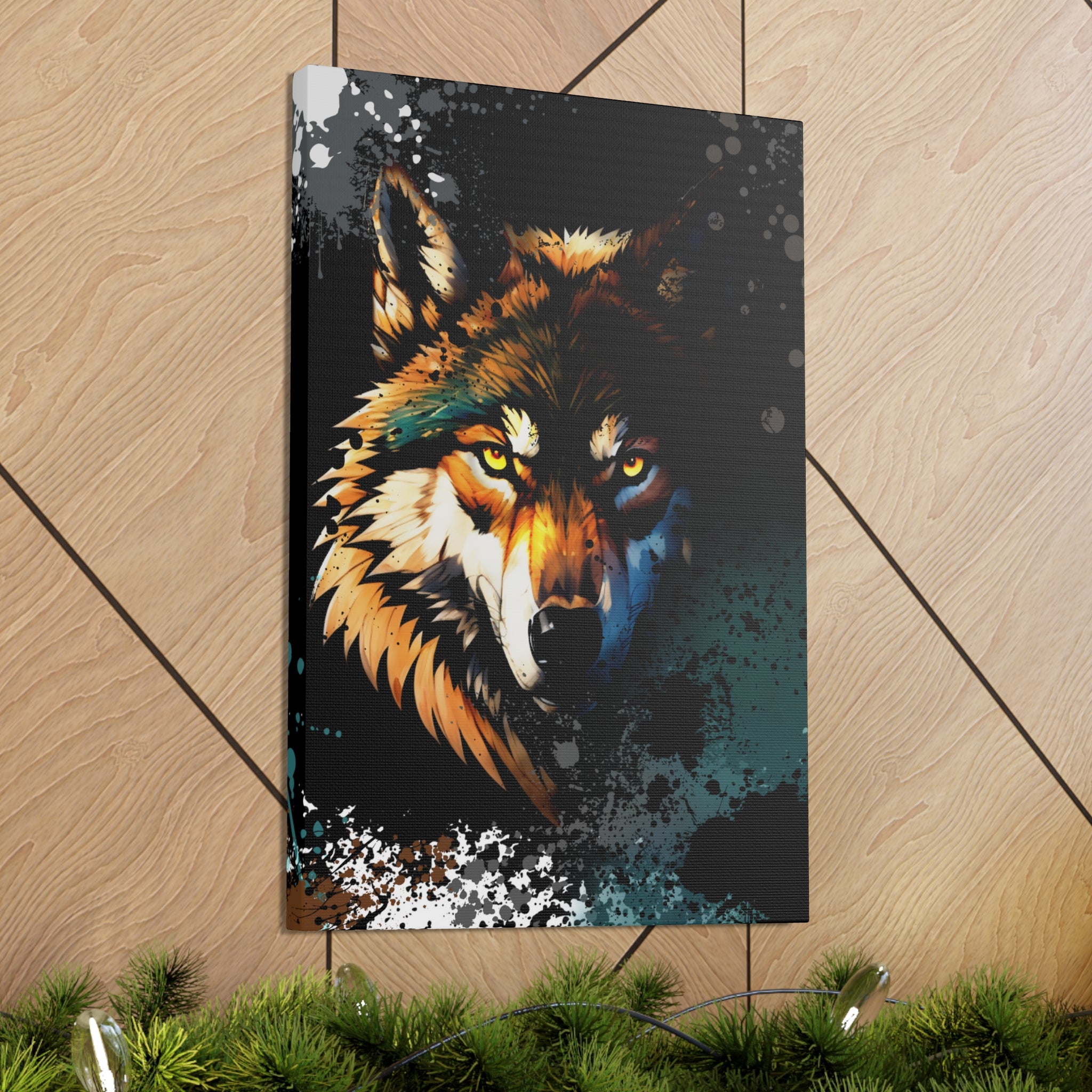 Drip Wolf Prowl Motif - Canvas