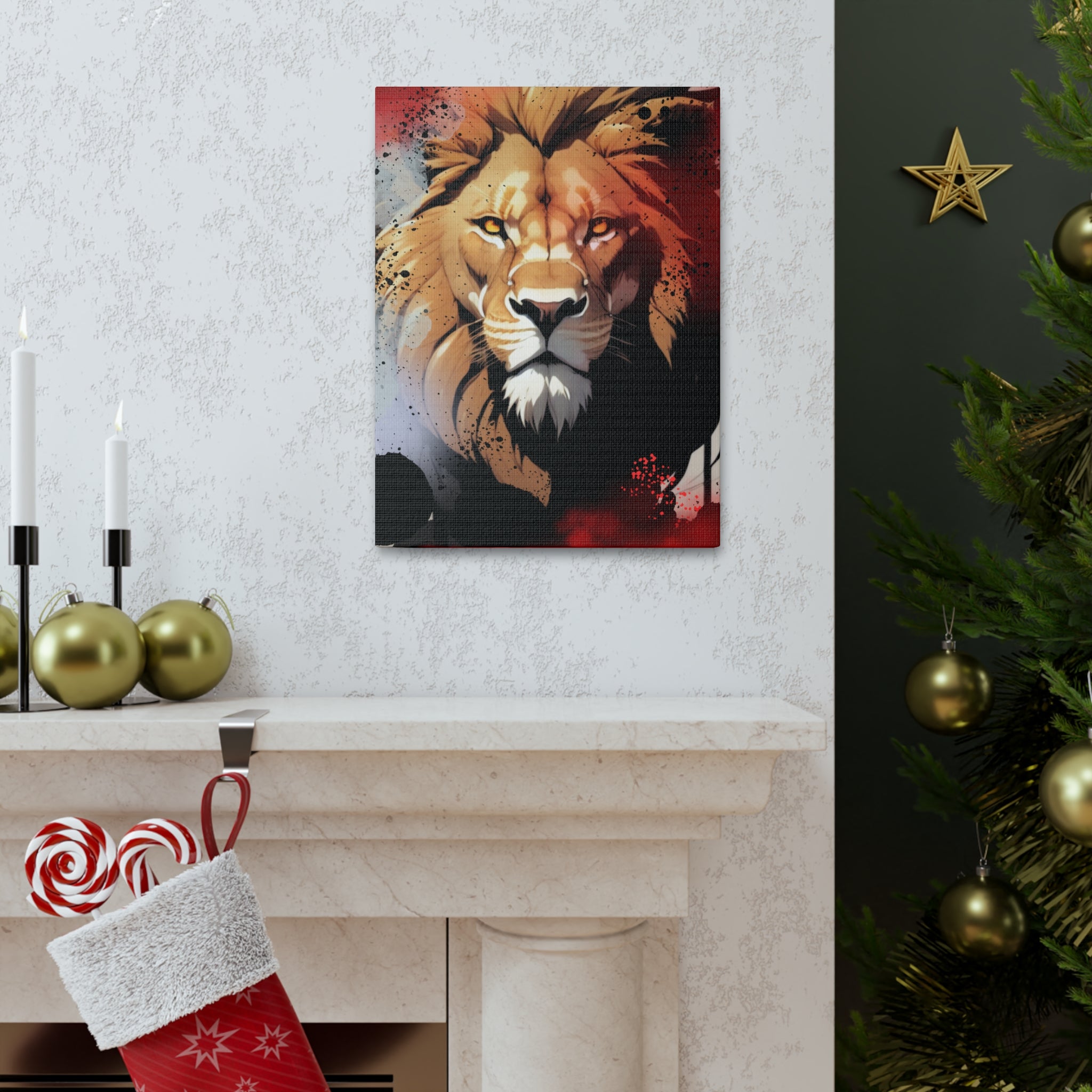 Drip Lion Slate Motif - Canvas