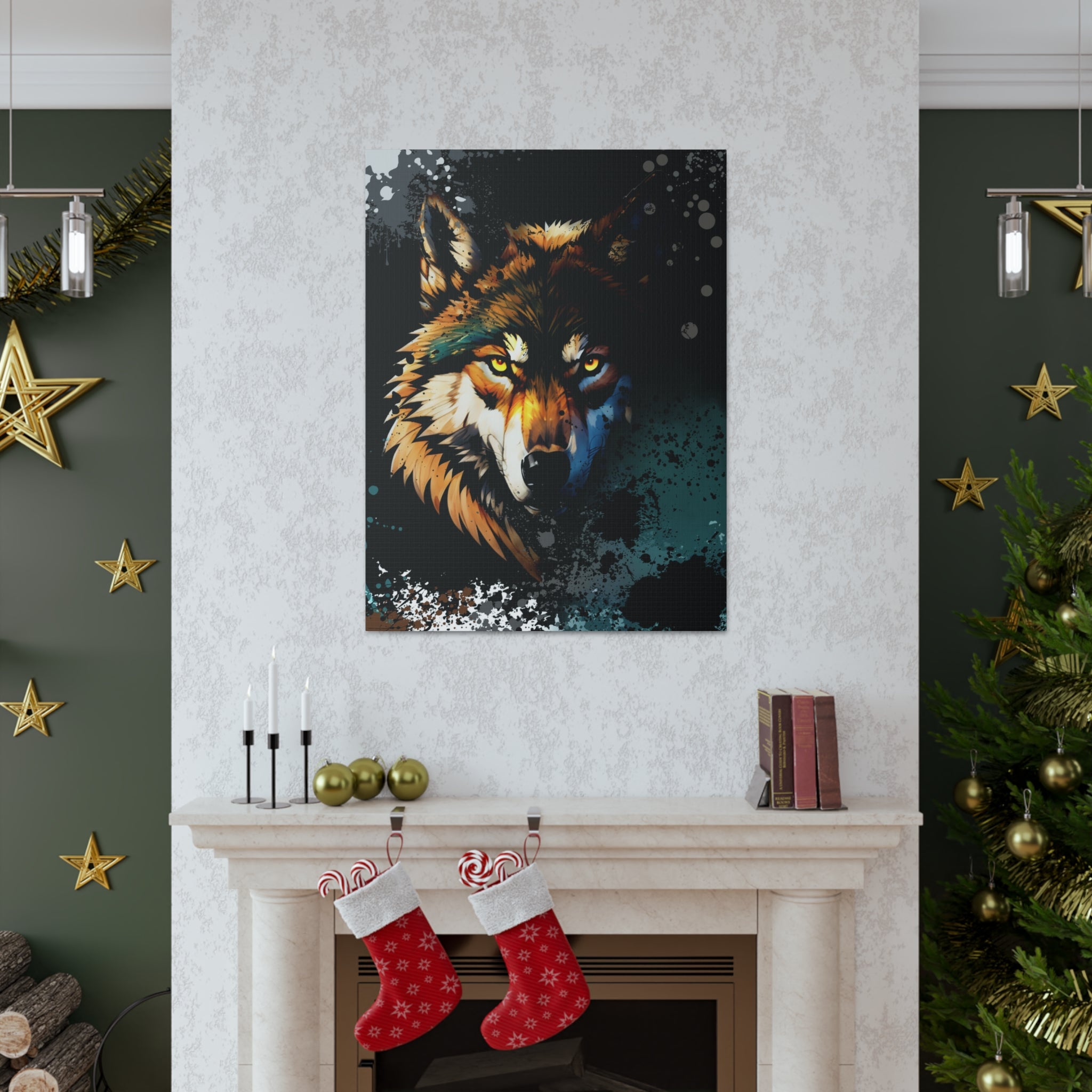Drip Wolf Prowl Motif - Canvas